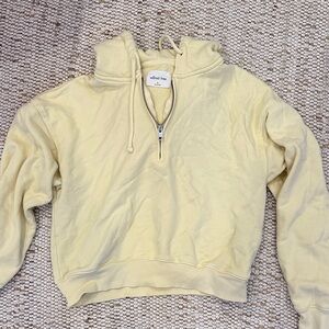 Aritzia Wilfred Free Pale Yellow Half-Zip Cropped Hoodie